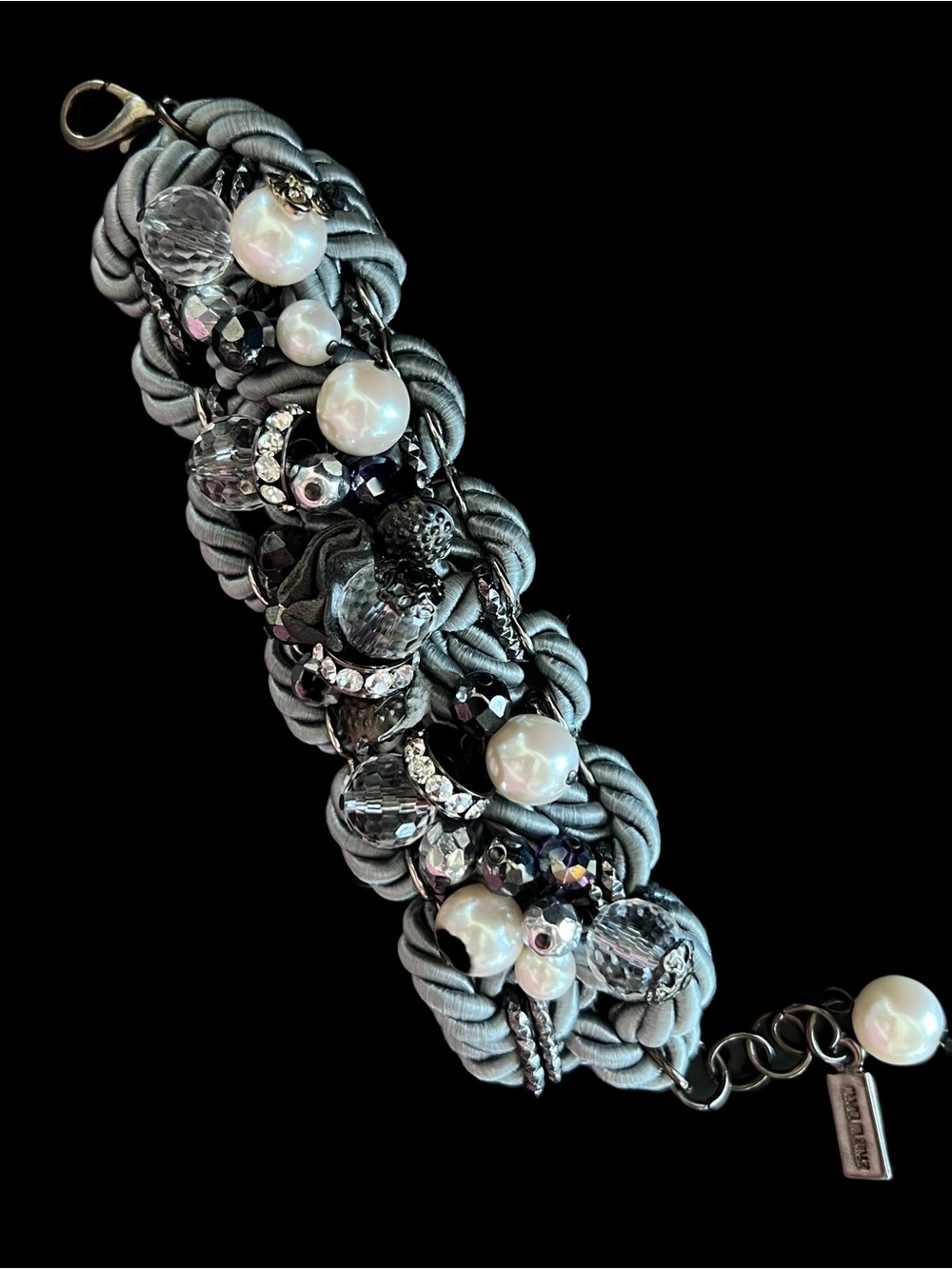 💖 Italian Silk Crystal Statement Bracelet 💖